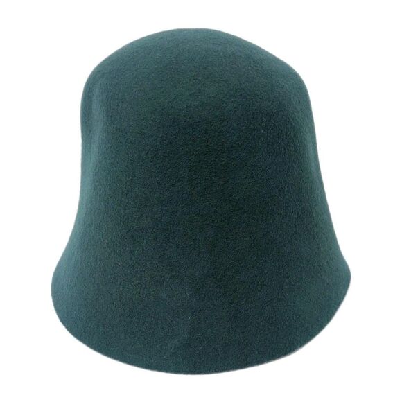 Anthropologie 100% Wool Forest Green Mod Felt Bucket Hat O/S Winter Chic - Picture 2 of 6
